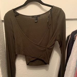Forever 21 long sleeve wrap crop top